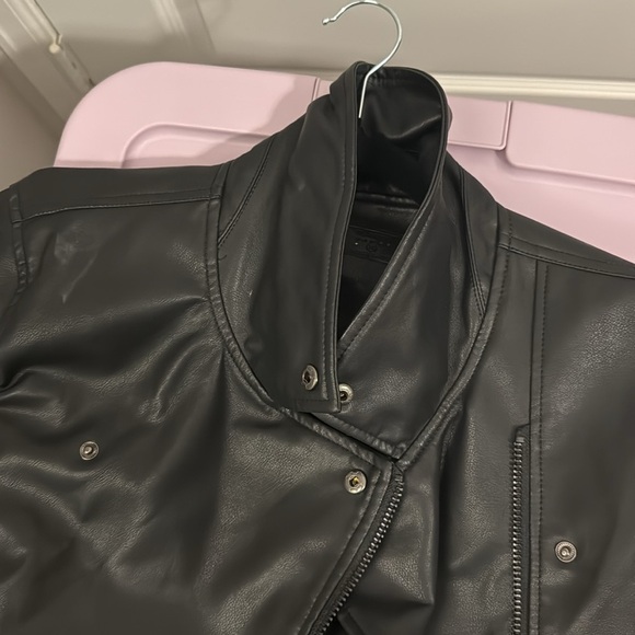 Blank NYC Black Faux Leather Motorcycle Jacket Asymmetrical Zipper - Picture 9 of 9